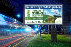 Баннер 6х3м на щит трассы М10 «Альготек: Живая водоросль» — фото 2