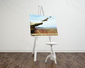 Фотокартина на холсте 30х30см «Овчарка и птица» — фото 1