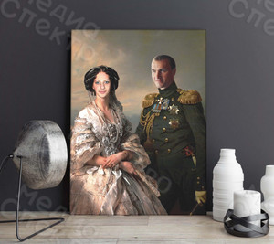 Фотокартина-монтаж на холсте 60х80см «Дама с офицером» — фото 1