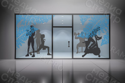 Наклейки в фитнес-клубе My Fit м/р Южный «Зимние узоры 2018» — фото