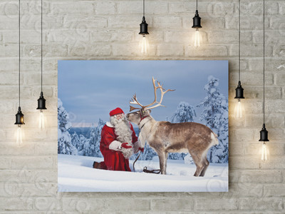 Постер 180х125см «Санта Клаус с оленем» — фото
