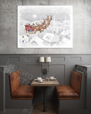 Постер 150х120см «Санта Клаус на оленьей упряжке» — фото 3