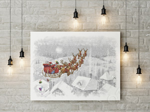 Постер 150х120см «Санта Клаус на оленьей упряжке» — фото 1