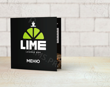 Меню-брошюра 20x20см на скобах для бара «LIME» — фото