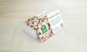 Визитки на бумаге с тиснением под дерево «Баня в Дубровках» — фото 1