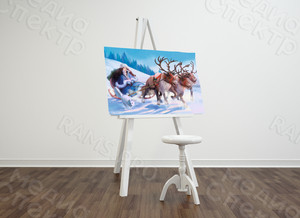 Фотокартина-монтаж на холсте 60х40см «Снегурочка на оленях» — фото 2