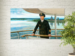 Картина-фотомонтаж 100х50см «Капитан на палубе теплохода» — фото 1