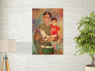 Фотокартина в стиле арт-гранж на холсте 40х60см «Отец и дочь» — фото