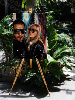 Фотокартина в стиле дрим-арт холсте 50х70см «Двое в темных очках» — фото 1