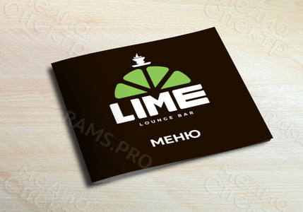 Меню-брошюра 20x20см на скобах для бара «LIME» 2021 год — фото