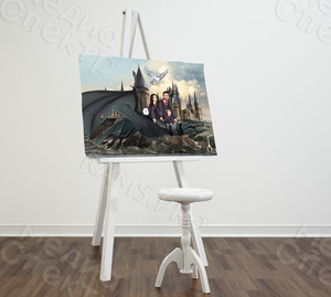 Картина 90х60см «На драконе» по Гарри Поттеру — фото 1