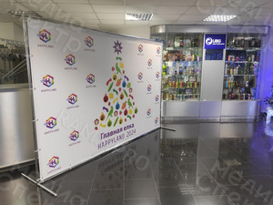 Фотозона-Press Wall 3х2м для завода «ЮБГ Тверь» Новый год 2024 — фото 3