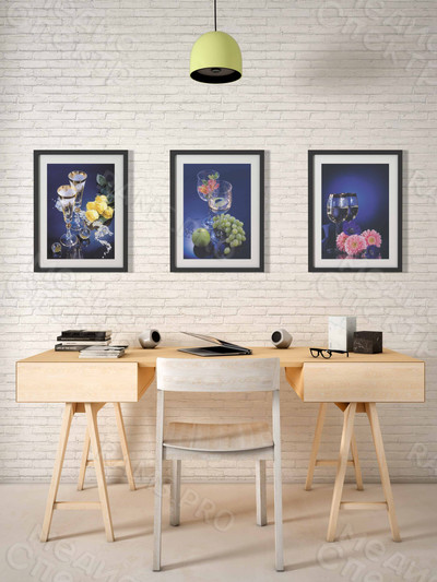 Модульные картины на холстах 3шт 30х40см «Бокалы» — фото