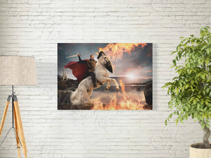 Картина-фотомонтаж на холсте 60х40см «Всадник на белом коне» — фото 1