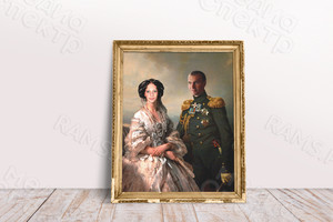 Фотокартина-монтаж на холсте 60х80см «Дама с офицером» — фото 2
