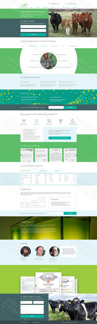 Landing page для специализированных кормов Альготек™ — фото
