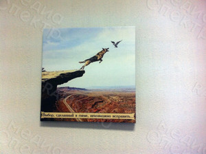 Фотокартина на холсте 30х30см «Овчарка и птица» — фото 1