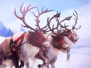 Постер 150х120см «Снегурочка на оленях» — фото 1