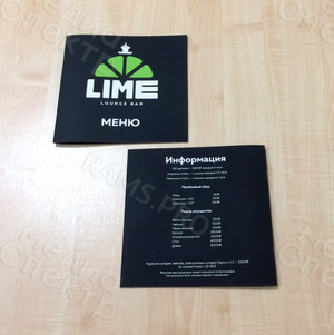 Меню-брошюра 20x20см на скобах для бара «LIME» — фото 1