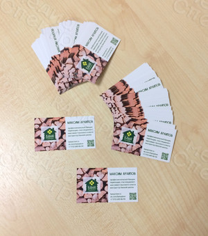 Визитки на бумаге с тиснением под дерево «Баня в Дубровках» — фото 1