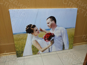 Фотокартина на холсте 110х80см «Свадьба в поле» — фото 1